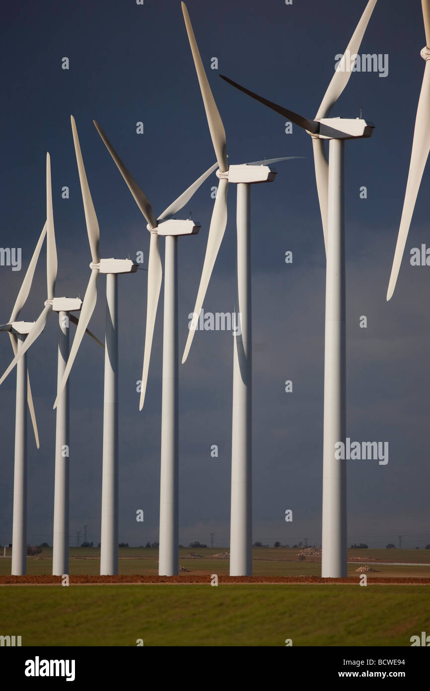 Windkraftanlagen. Albacete. Kastilien-La Mancha. Spanien Stockfoto