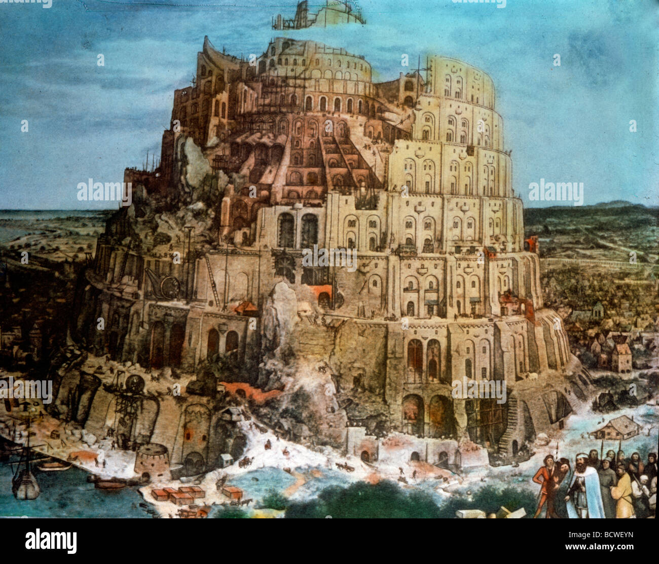 Der Turmbau zu Babel von Pieter Bruegel der ältere, Öl auf Holzplatte, ca. 1563, 1525-1569, Österreich, Wien, Kunsthistorisches Museum Stockfoto