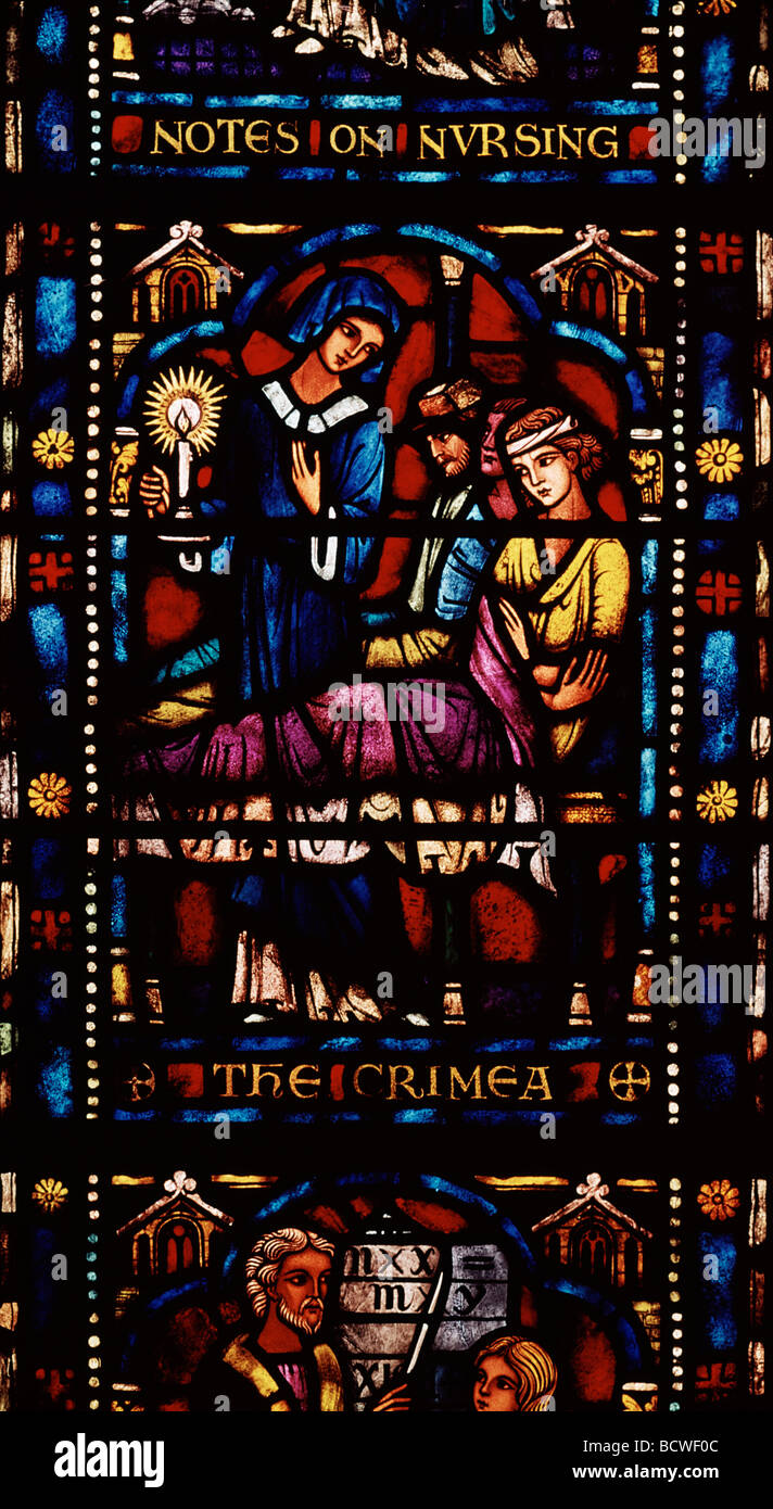 USA, Washington DC, Florence Nightingale Fenster in Washington National Cathedral Stockfoto