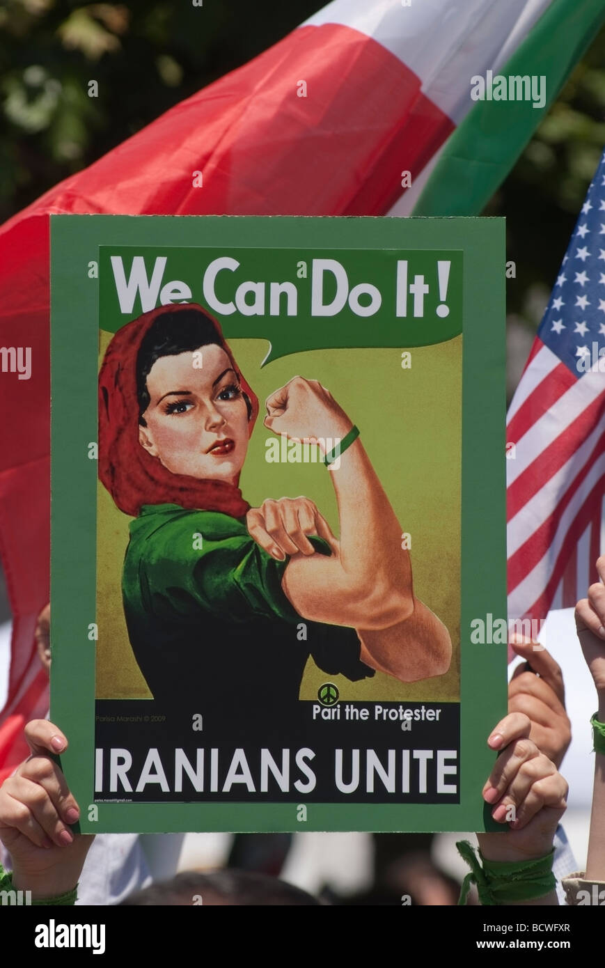 Die Global Day of Action, 25.07.09.  Tausende demonstrierten vor San Francisco City Hall zur Unterstützung des iranischen Menschen Stockfoto