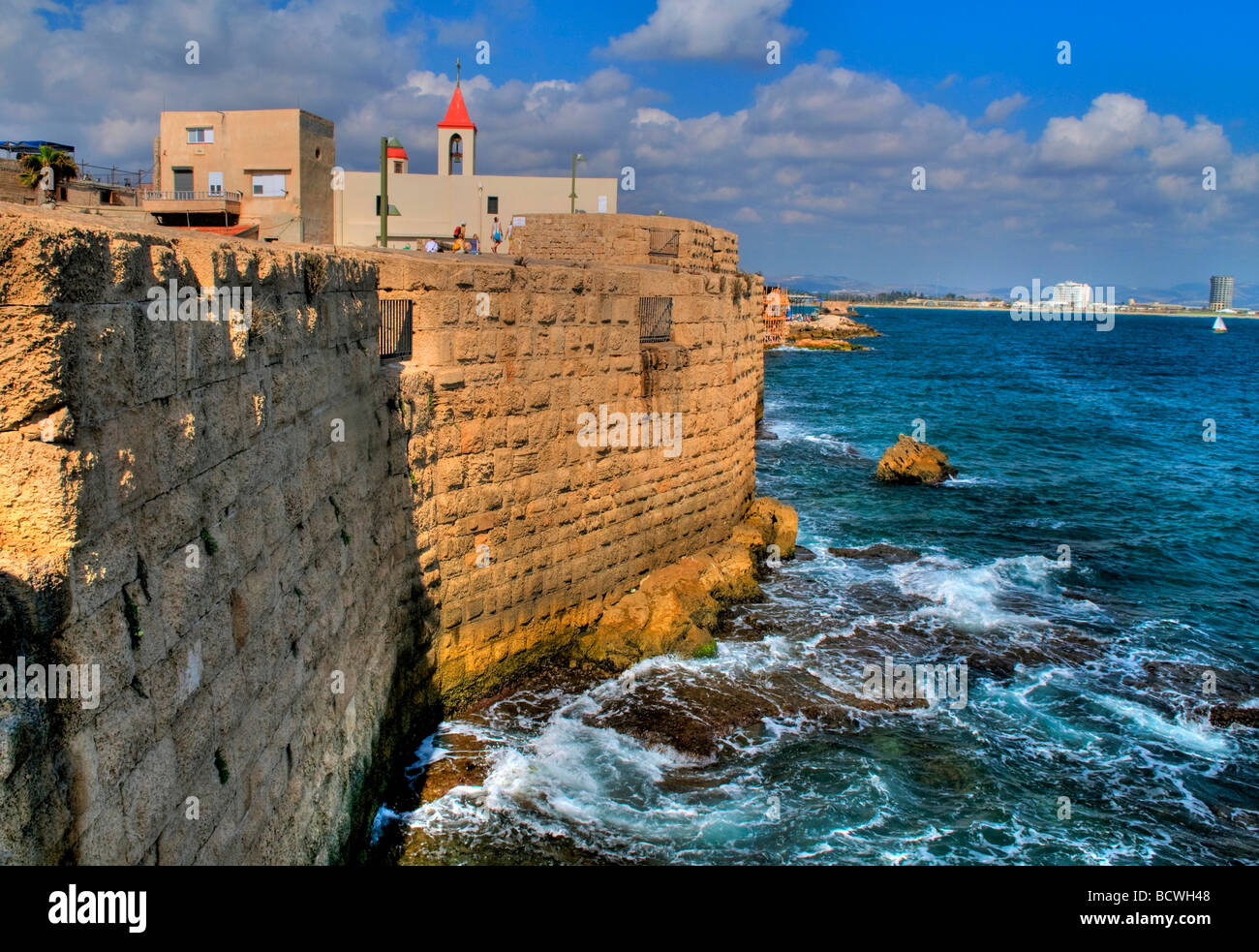 die historische Stadt am Mittelmeer von Akkon im Norden Israels Stockfoto