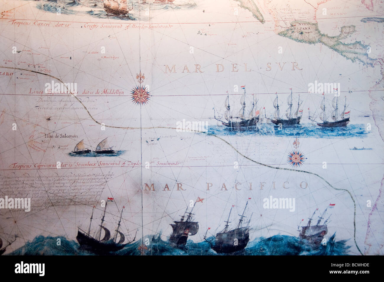 Maritime Museum antike Seekarte Barcelona-Katalonien-Spanien Stockfoto