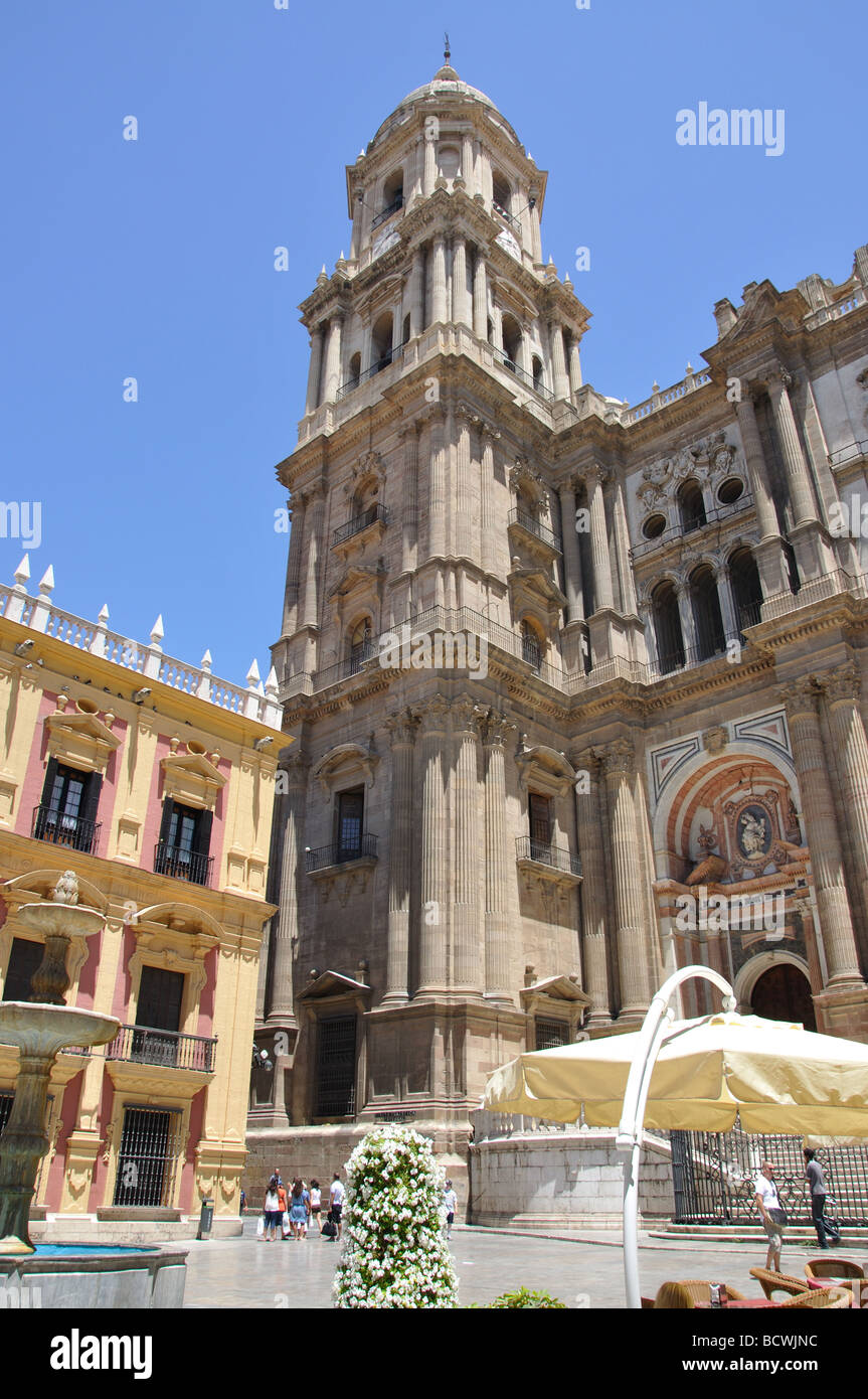 Kathedrale von Málaga, Plaza del Obispo, Malaga, Costa Del Sol, Provinz Malaga, Andalusien, Spanien Stockfoto