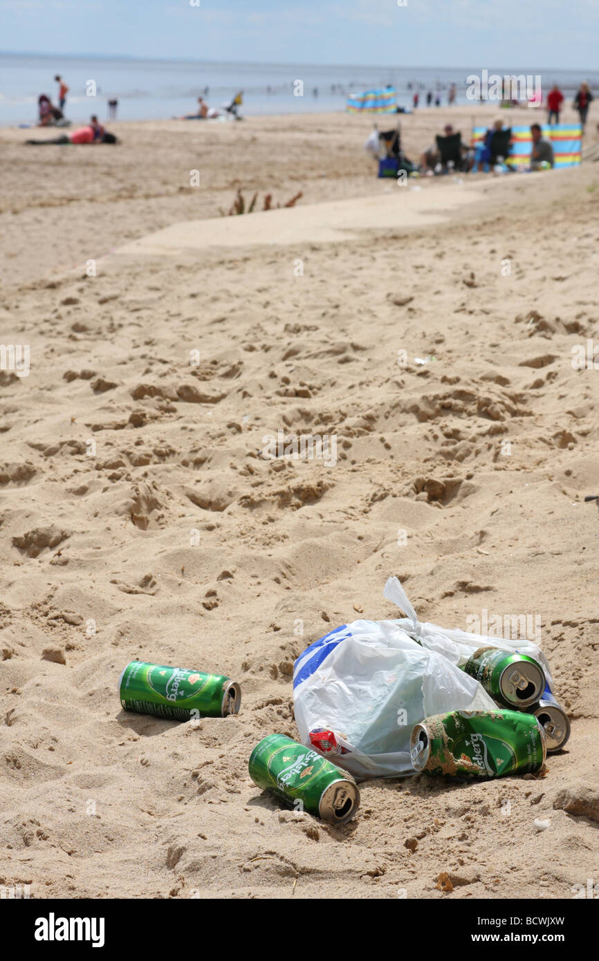 Wurf am Strand Lincolnshire. Stockfoto