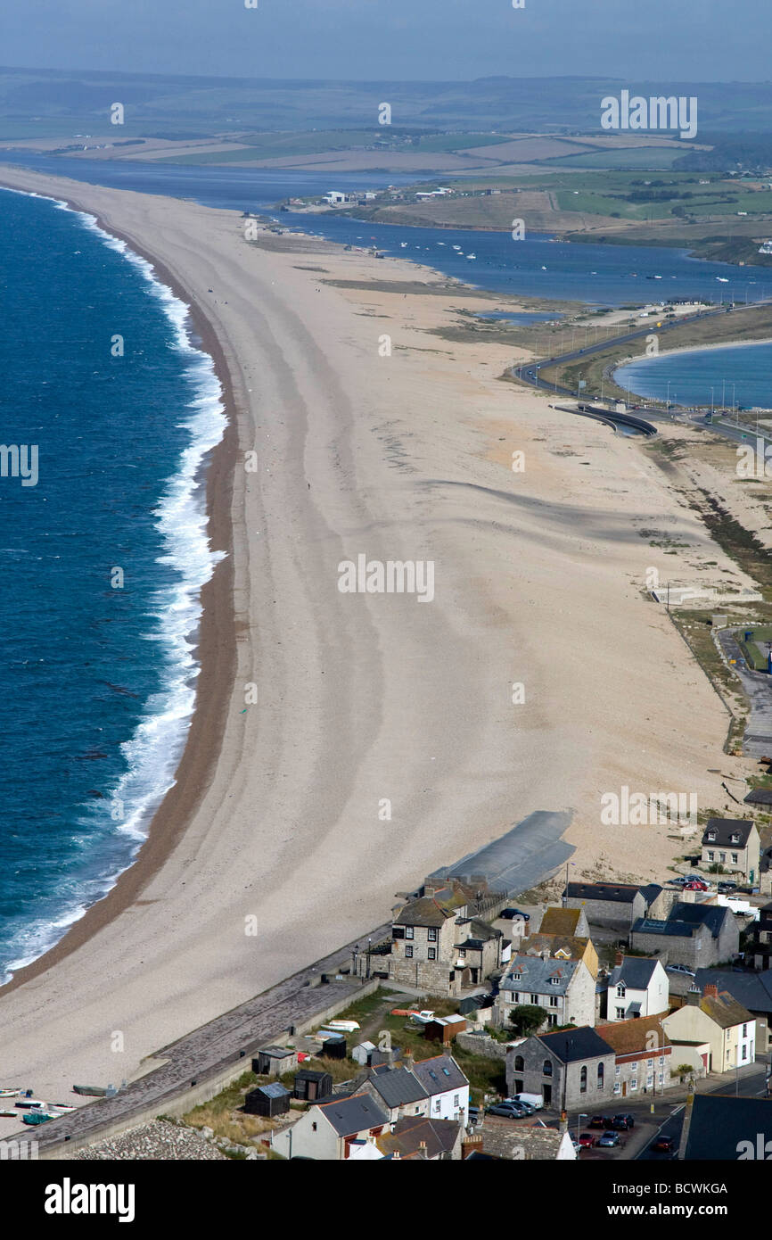 Chesil Beach aus Portland Höhen Dorset England uk gb Stockfoto