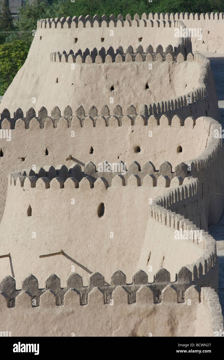 Stadtmauern in Chiwa Usbekistan Stockfoto