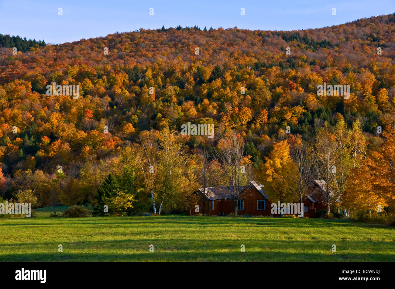 Hütten im Herbst Mad River Valley Vermont Stockfoto