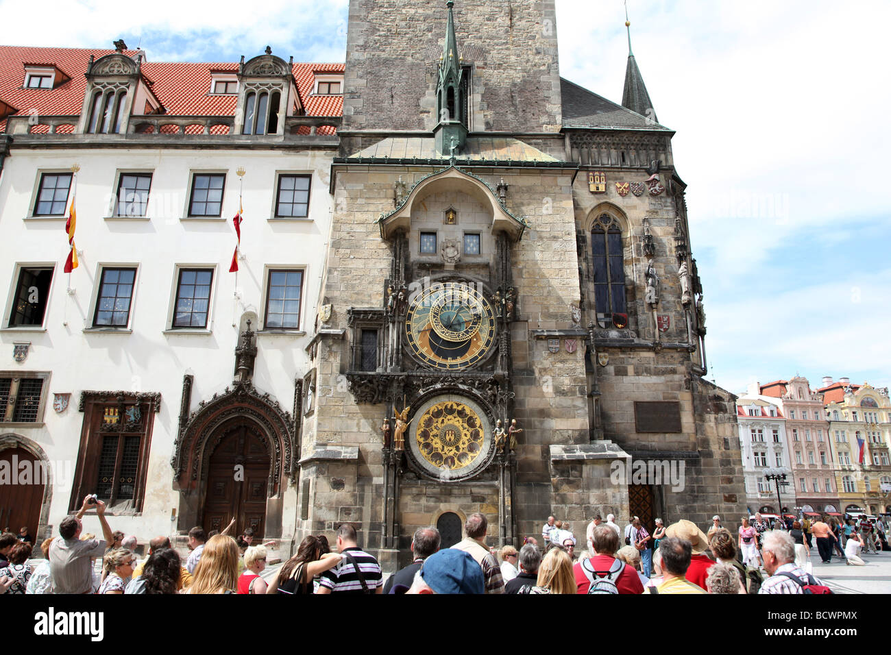 Prag, die astronomische Uhr. (Orioj) Tschechische Republik. Stockfoto