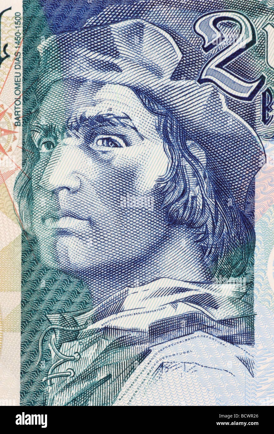 Bartolomeu Dias auf 2000 Escudos 2000 Banknote aus Portugal Stockfoto