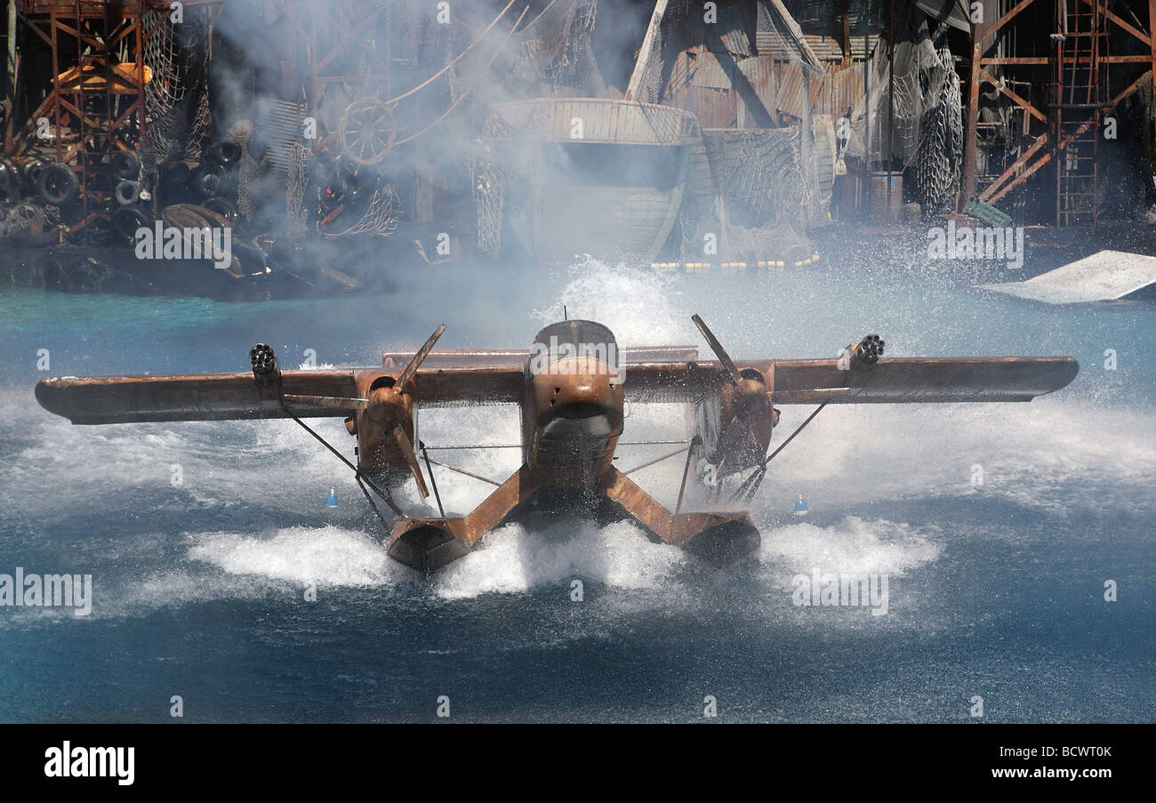 Flugzeug platzen auf Film set Universal Studios Kalifornien USA Stockfoto