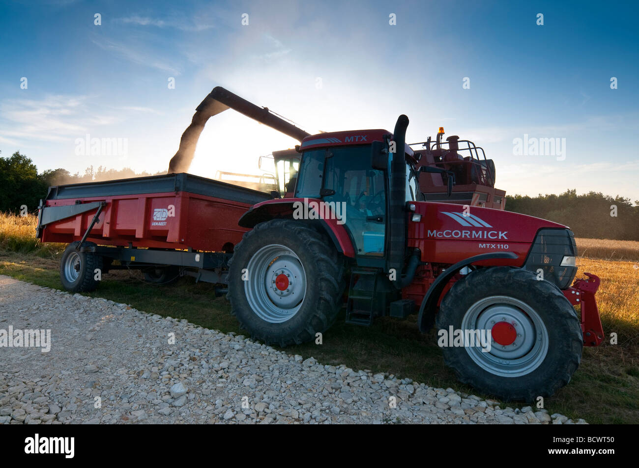 MTX110 Traktor McCormick und Demarest Korn Anhänger - Frankreich. Stockfoto