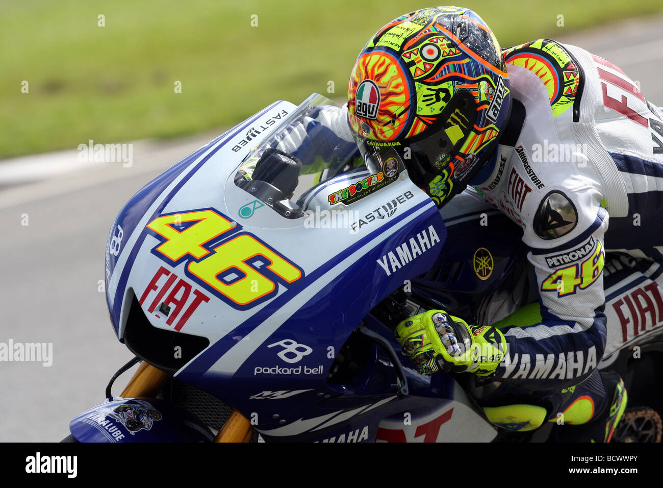 Valentino Rossi 46 den Arzt auf seiner Yamaha m1-Motogp-Maschine Stockfoto