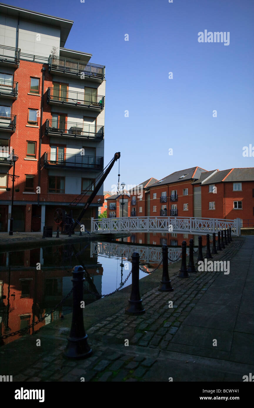 Am Ufer Wohnanlage am Kanal in der nördlichen Viertel von Manchester Stockfoto
