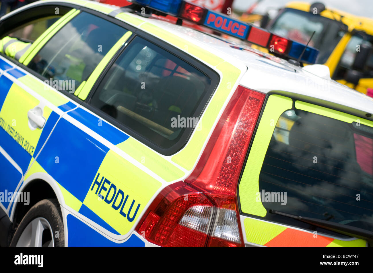 Ernte von einem Polizeiauto Heddlu Dyfed-Powys Stockfoto