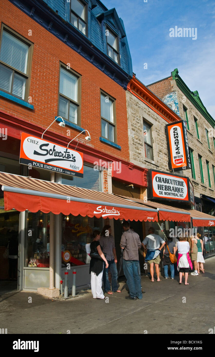 Schwatz's berühmten geräucherten Fleisch Restaurant am Boulevard Saint Laurent montreal Stockfoto
