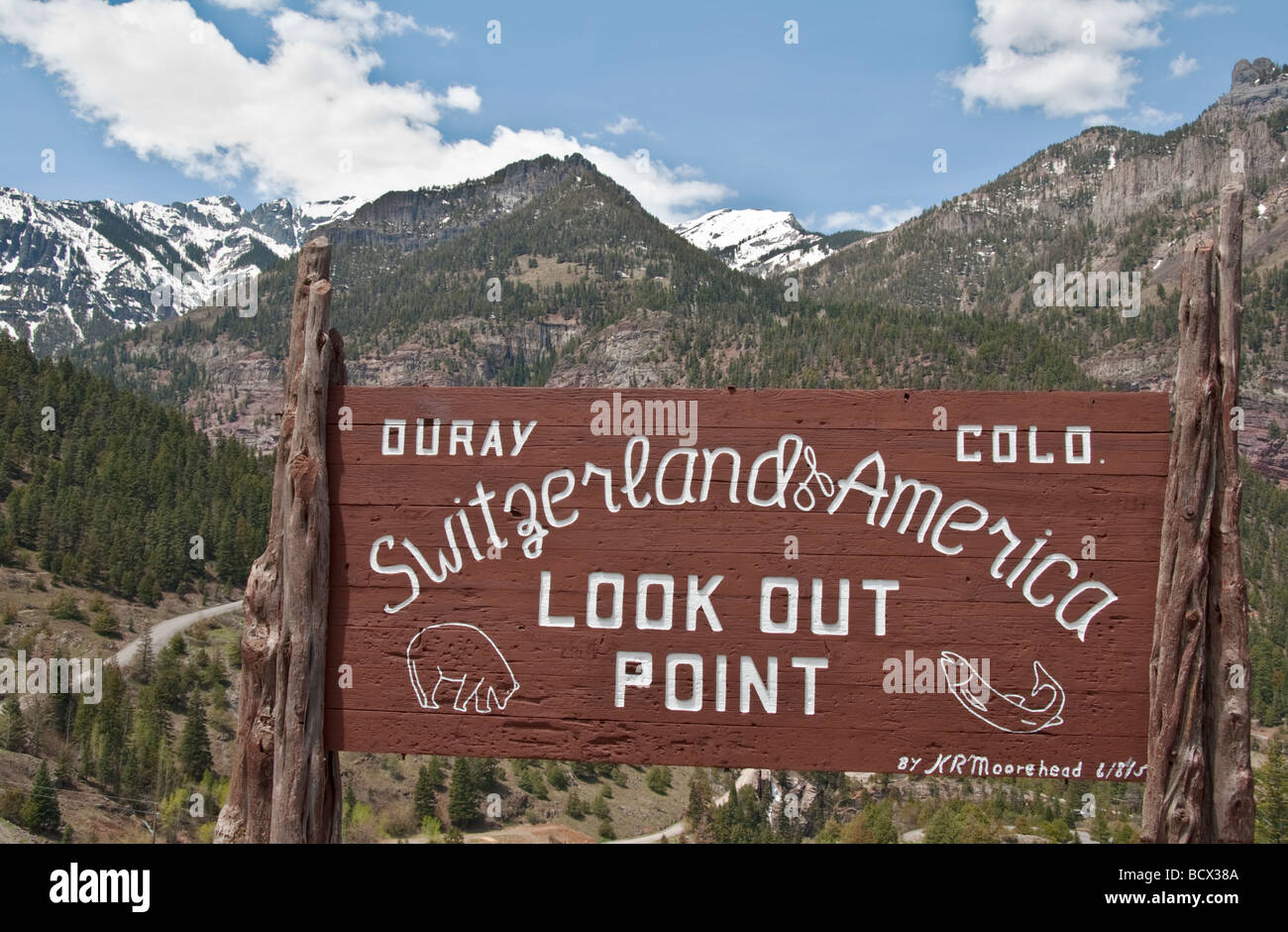 Colorado Ouray am nördlichen Ende der schweizerischen Million Dollar Highway von Amerika Look Out-Point Stockfoto