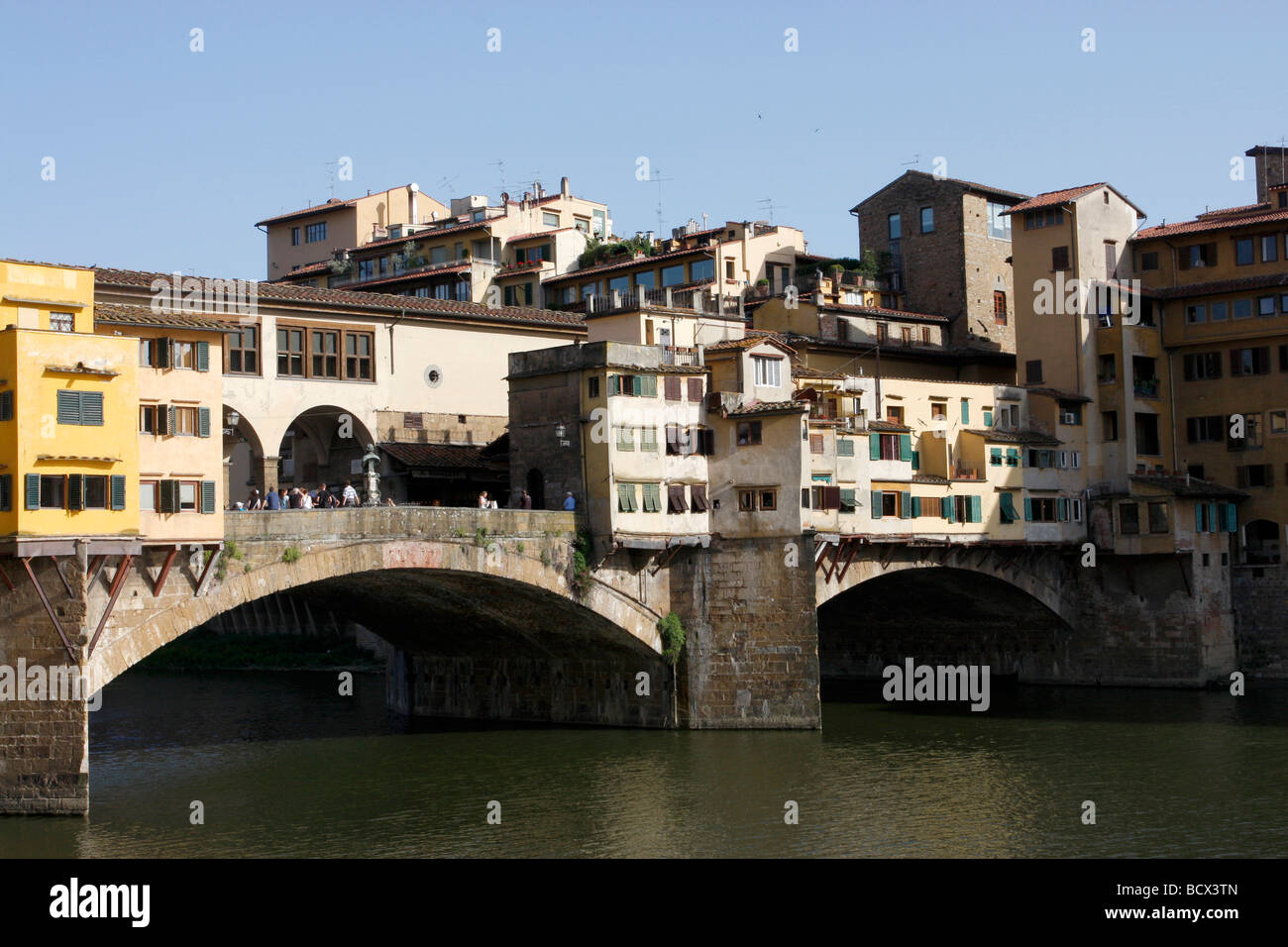 Teil der Ponti Vecchio Brücke in Florenz, Italien. Stockfoto