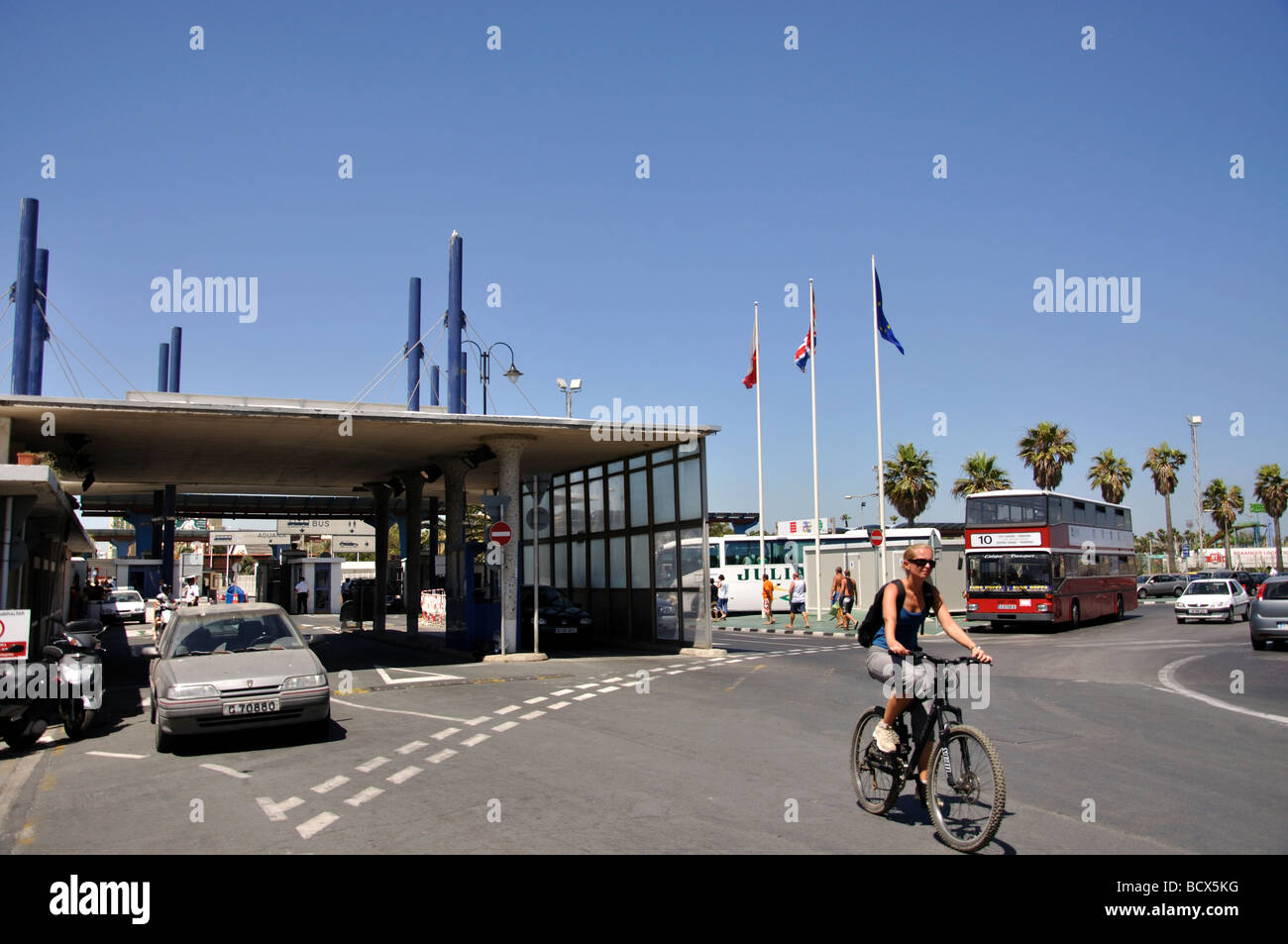 Gibraltar-Grenzübergang nach Spanien, Gibraltar Stadt Gibraltar Stockfoto