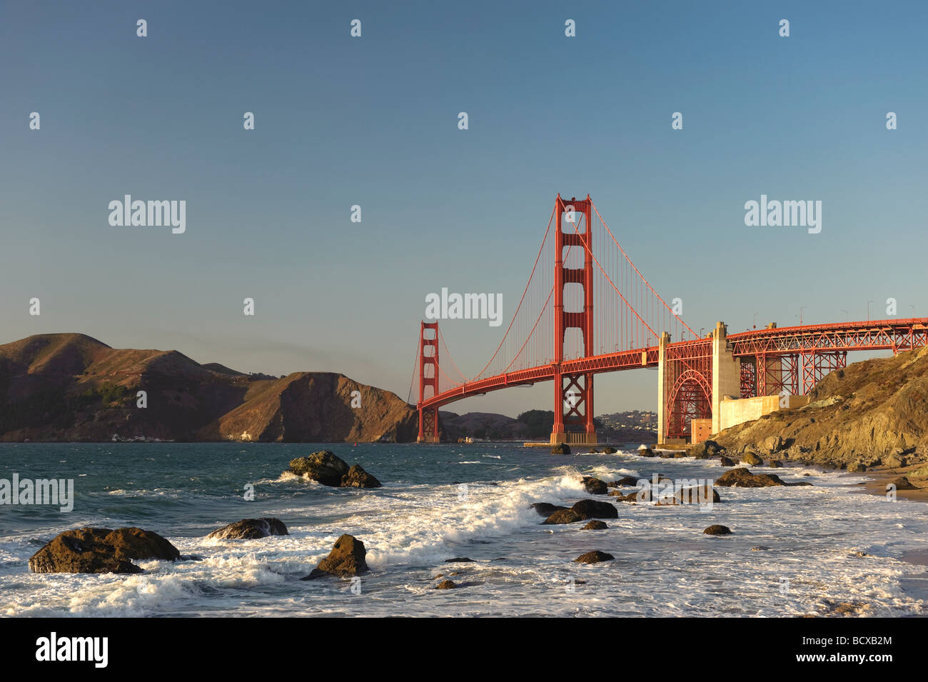 USA California San Francisco Baker s Beach und Golden Gate Bridge Stockfoto