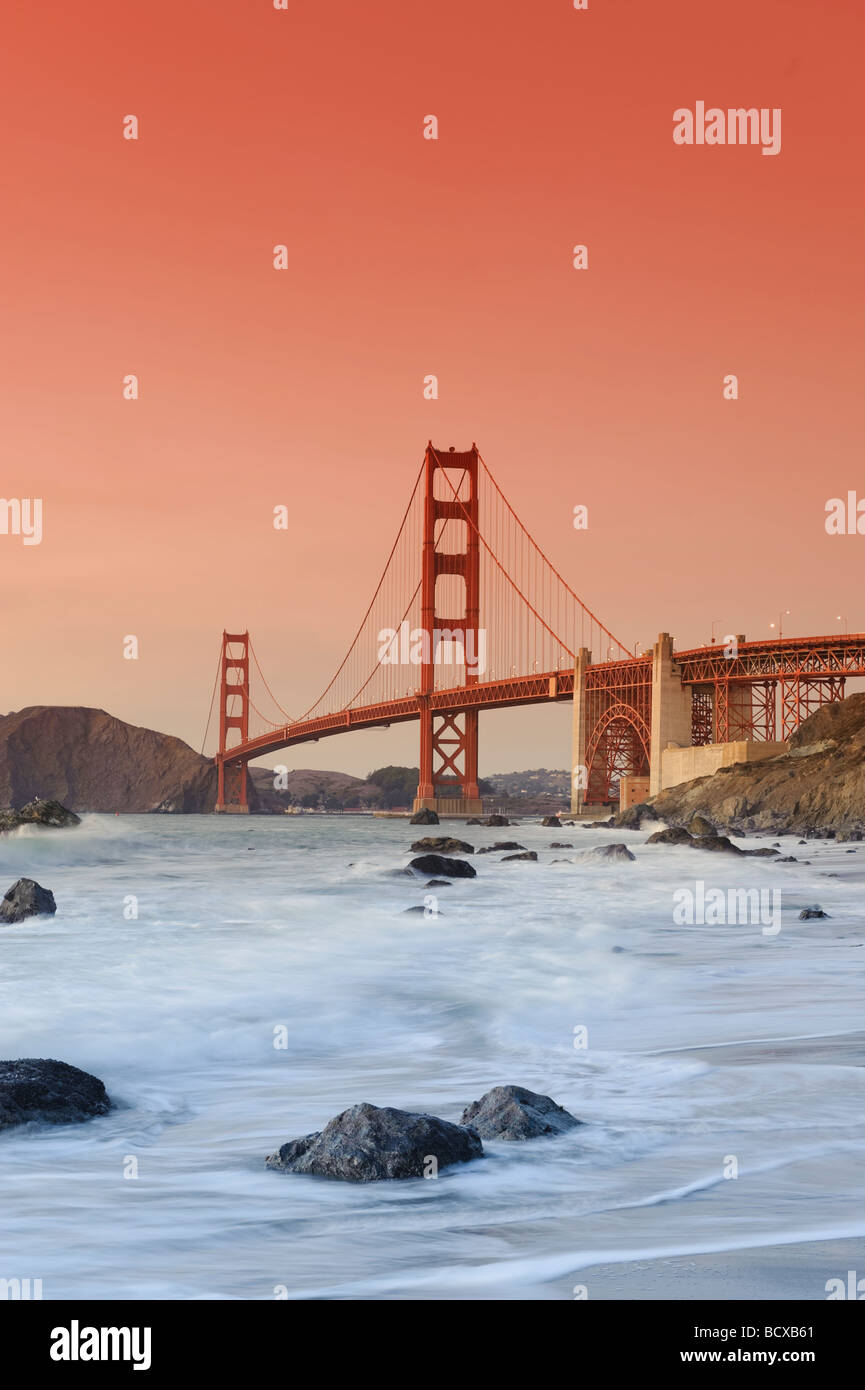 USA California San Francisco Baker s Beach und Golden Gate Bridge Stockfoto