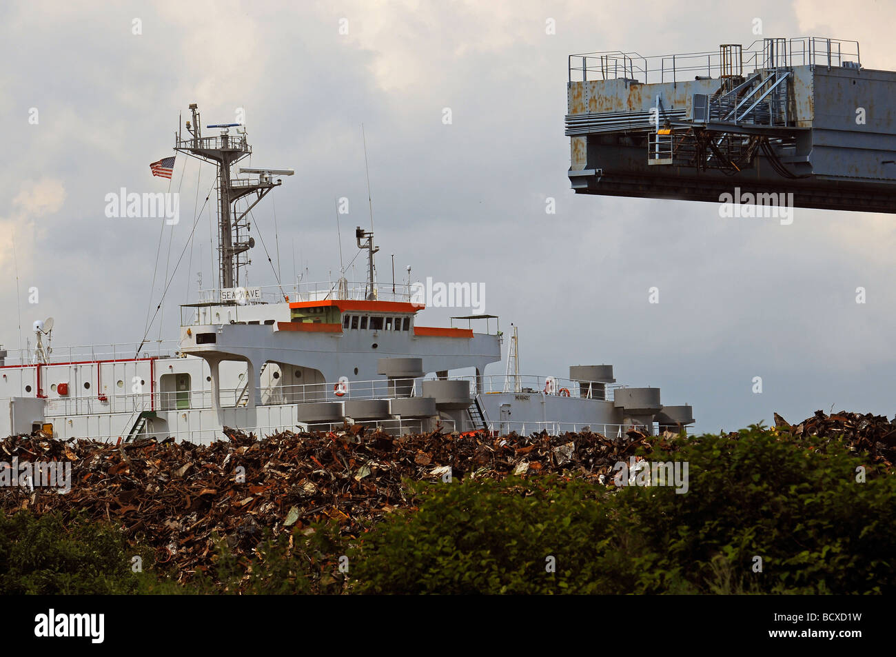 Schrott und Schiff verladen in Providence, Rhode Island Stockfoto