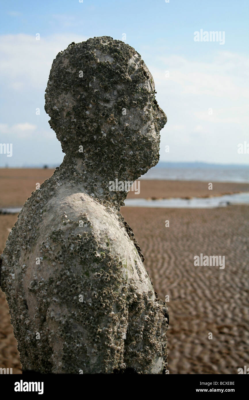 Eisen-Mann-Statue auf Crosby Strand Stockfoto