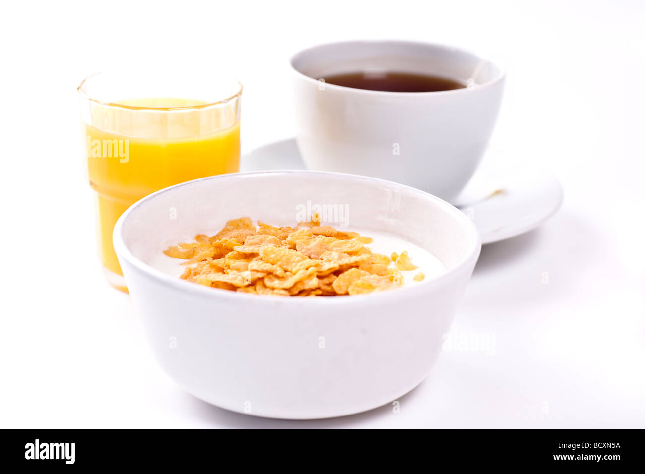 Hohe Schlüssel Studioaufnahme der geringen Schärfentiefe ein gesundes Frühstück Stockfoto