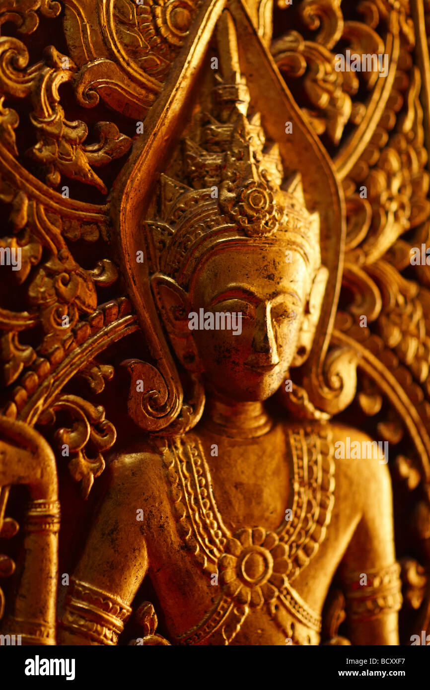 Detail des Goldenen Tor zum Wat Mai, Luang Prabang, Laos Stockfoto
