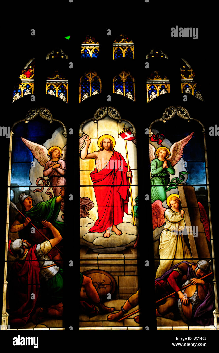 Glasfenster im Peterhouse College Chapel, Cambridge England UK Stockfoto