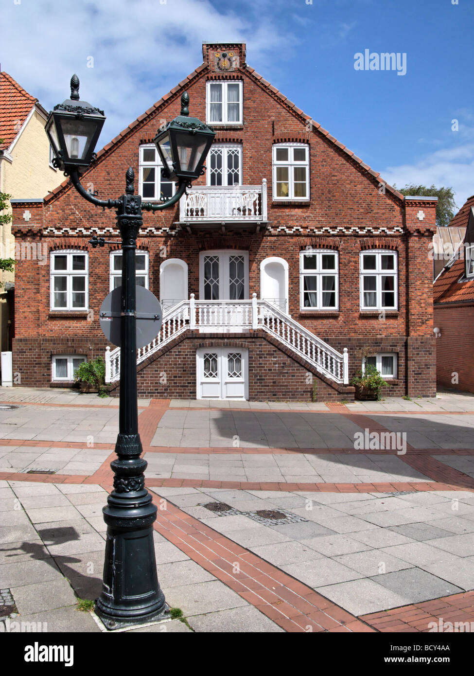Die Stadt Wyk auf der Nord-friesischen Insel Fohr Deutschland Gebäude aus rotem Lehm Backstein Stockfoto