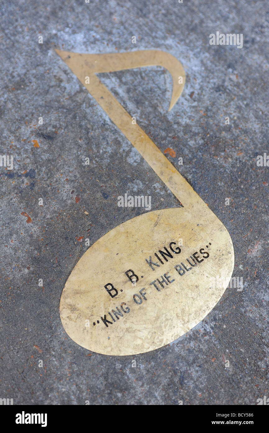 Tennessee Memphis Beale Street B B King Musiknote in den Bürgersteig Tribut Stockfoto