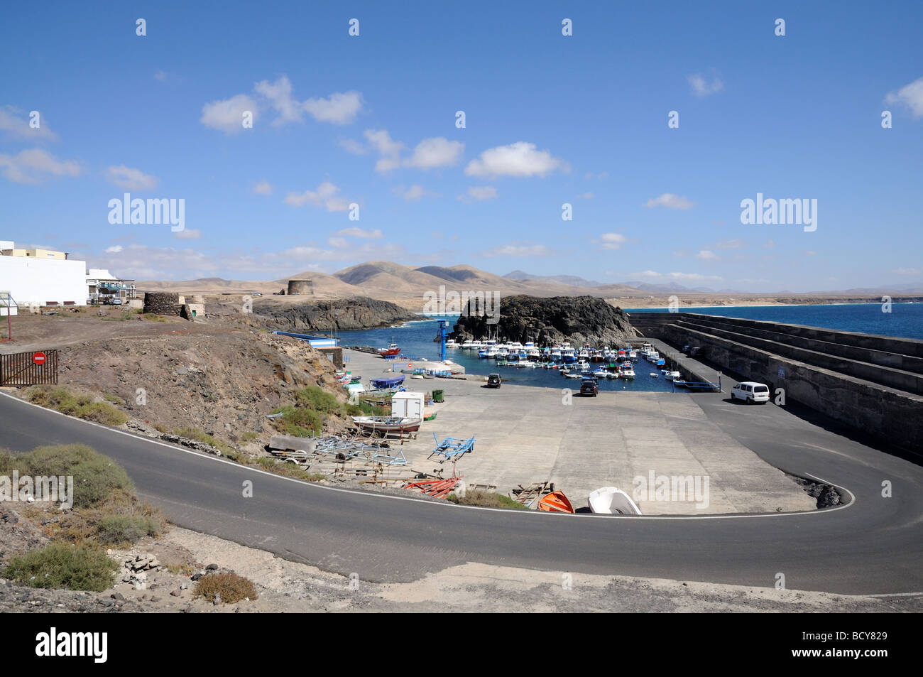 Fischerei-Hafen von El Cotillo. Kanarischen Insel Fuerteventura, Spanien Stockfoto