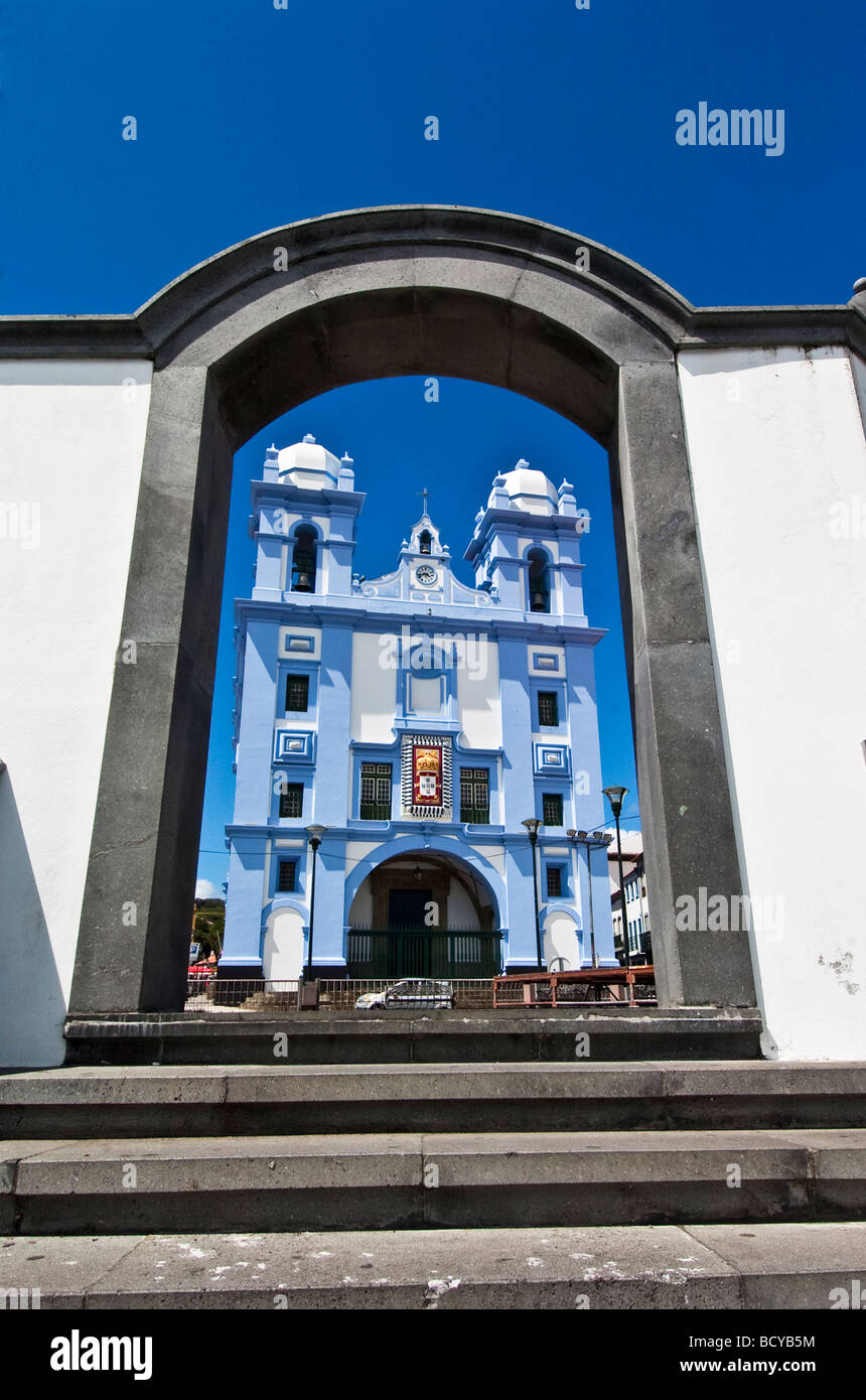Misericordia Kirche am Yachthafen in Angra Heroismo auf Azoren Stockfoto
