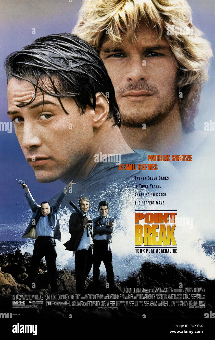 Gefährliche Brandung Jahr: 1991 Regie: Kathryn Bigelow Keanu Reeves, Patrick Swayze Movie Poster (USA) Stockfoto