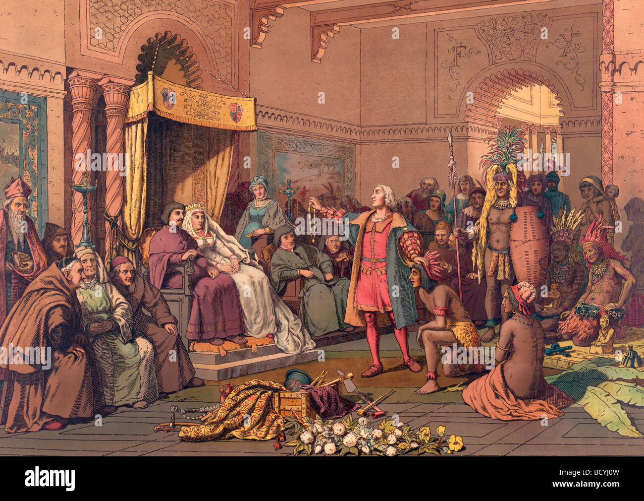 Christopher Columbus in der Barcelona Gericht von Ferdinand und ...