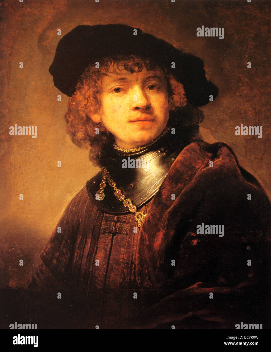 Rembrandt ist "Self Portrait als eines jungen Mannes", 1634, Öl auf Leinwand. Stockfoto
