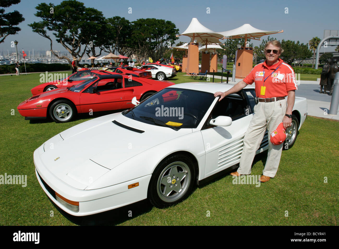 Ferrari-Show, weißen Ferrari Testarossa von Miami Vice, Harbor Island, San Diego, Kalifornien (SD) Stockfoto