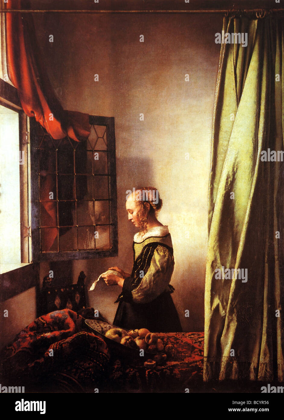 Vermeers 'A Mädchen lesen ein Leter durch ein offenes Fenster", c.1657, Öl auf Leinwand Stockfoto