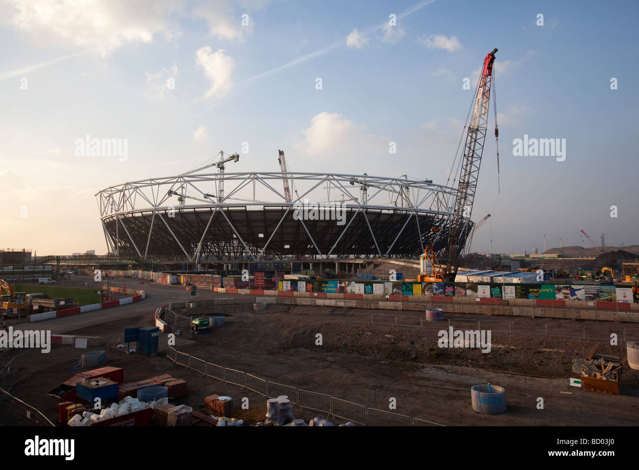 London-Olympia-Stadion im Bau April 2009 Stockfoto