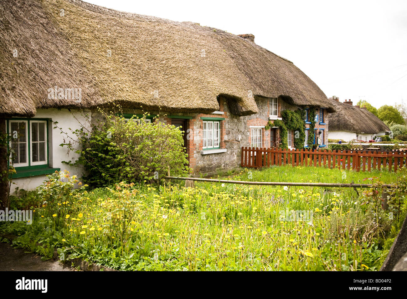 Reetdachhaus mit Garten in Adare Limerick County Irland Stockfoto