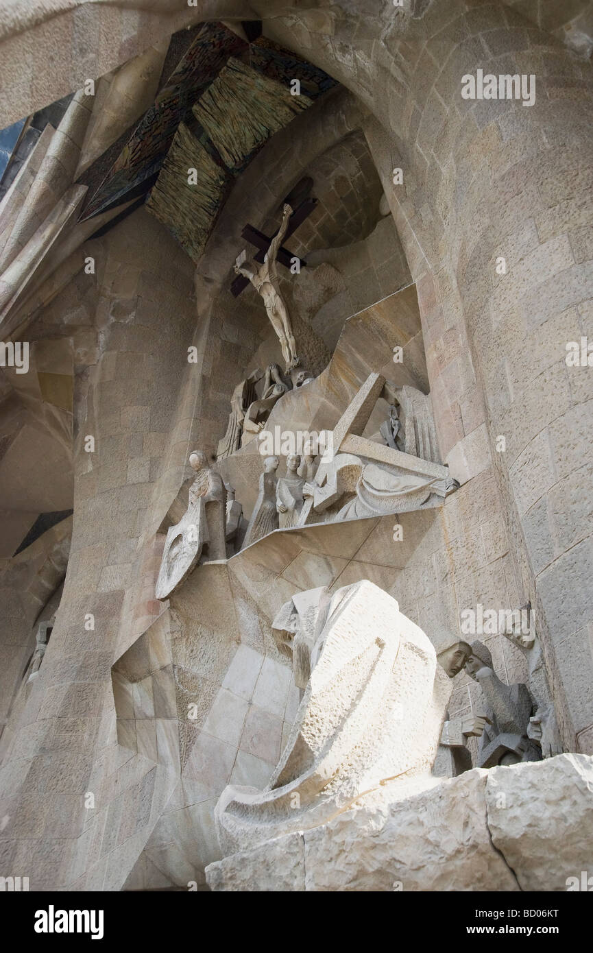 Sagrada Família Skulpturen von Josep Maria Subirachs Barcelona Katalonien Spainl Stockfoto