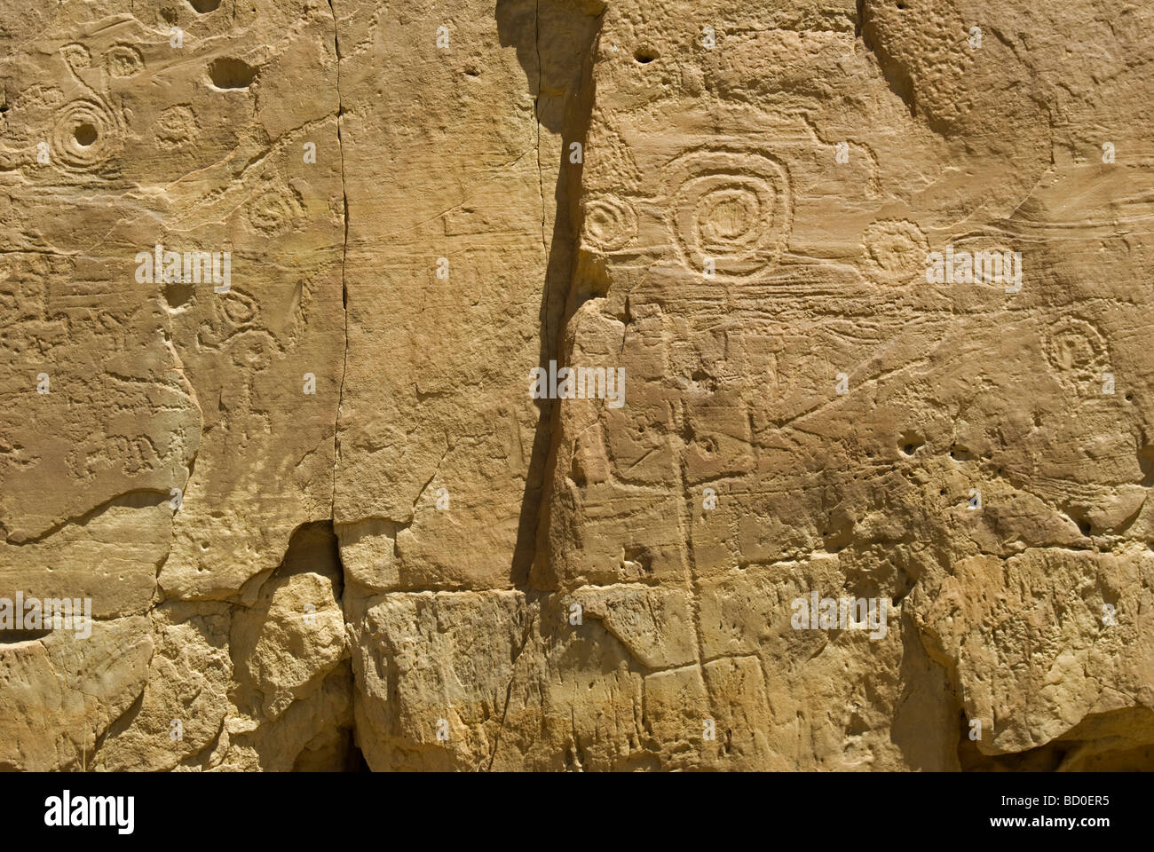 Petroglyphen, Chaco Kultur-nationaler historischer Park, New-Mexico Stockfoto