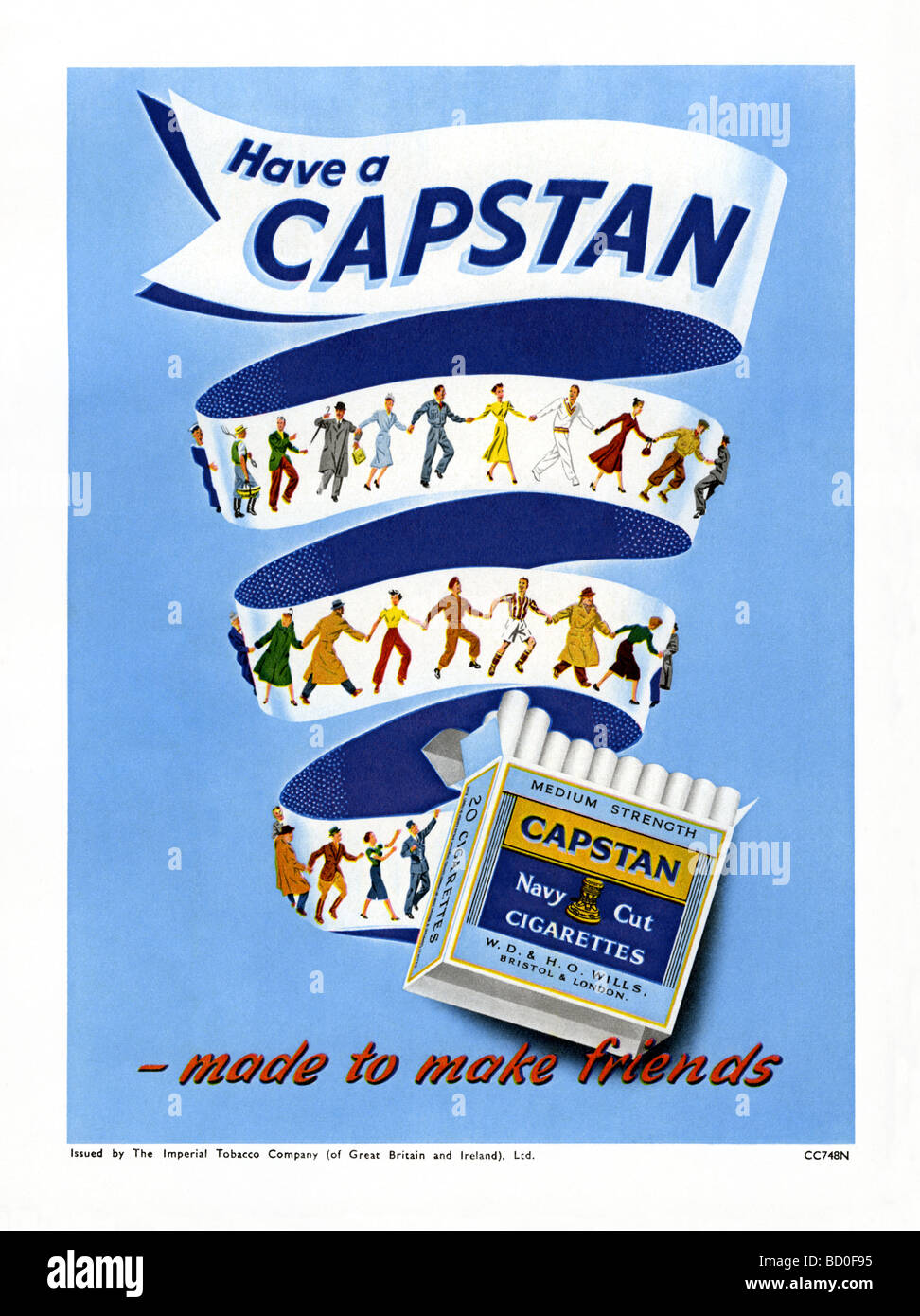 1951-Werbung für Capstan Navy Cut Zigaretten Stockfoto