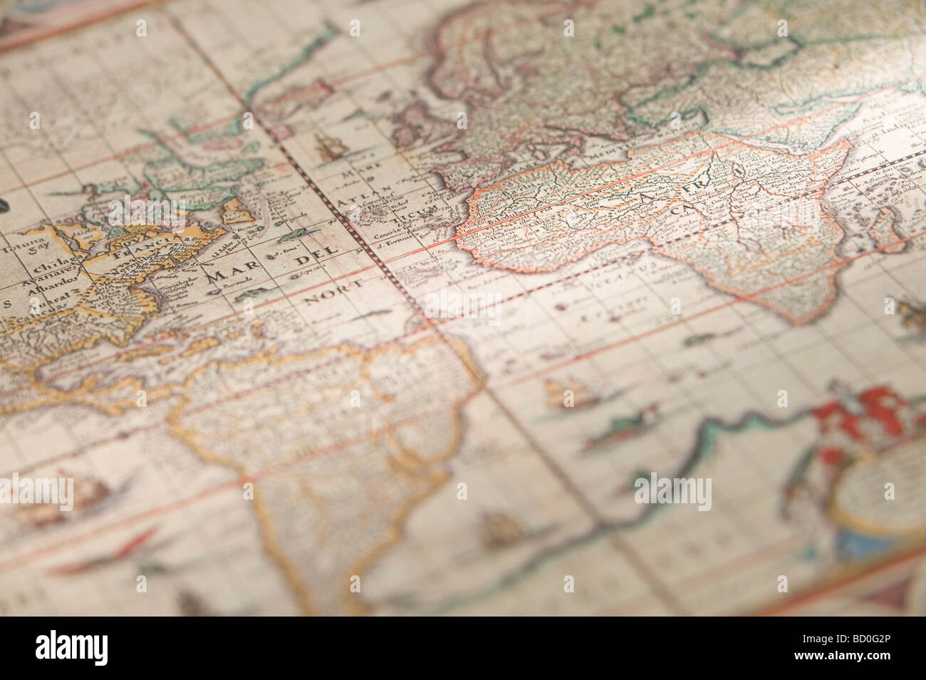 Antike Landkarte von der Welt Stockfoto