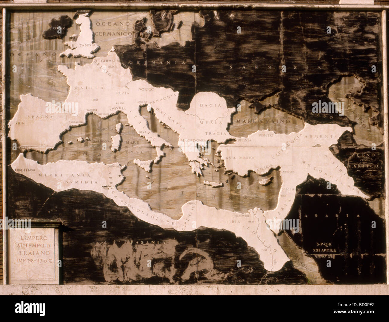 Italien Rom Karte des Reiches zur Zeit des Trajan, Via Fori Imperiali Stockfoto