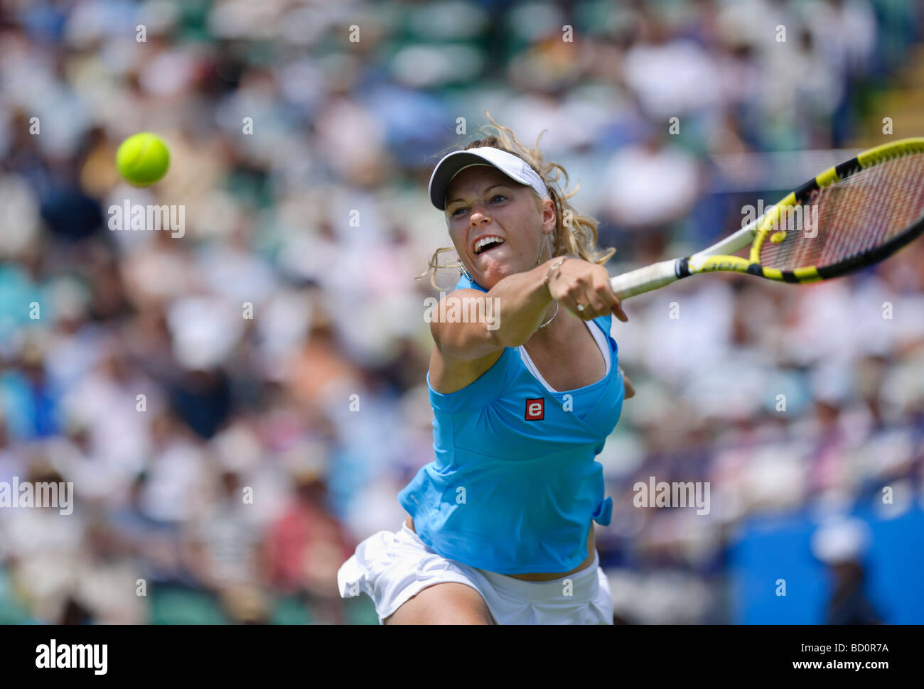 Caroline Wozniacki in Aktion Stockfoto