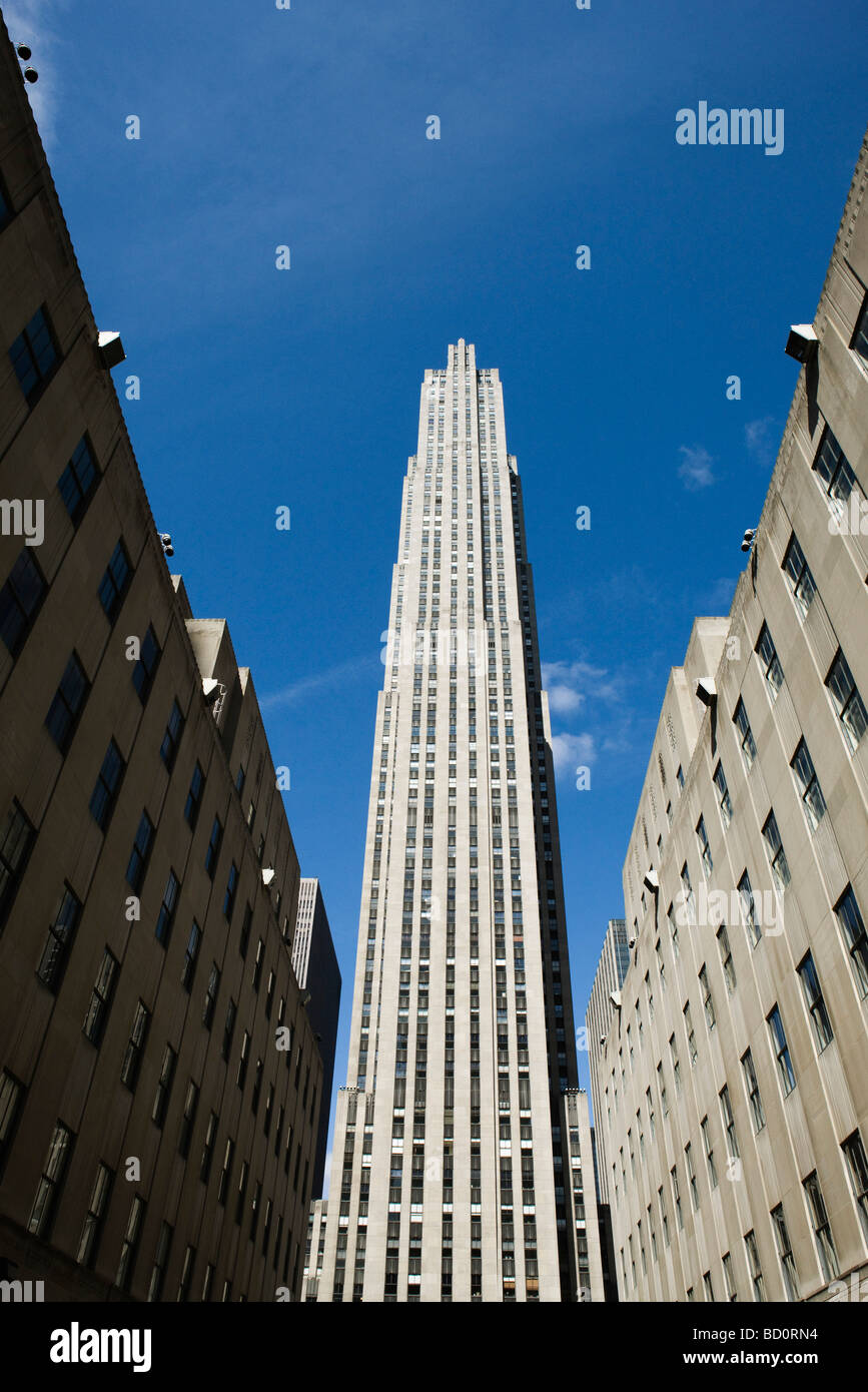 GE building, Rockefeller Center, Manhattan, New York City, niedrigen Winkel Ansicht Stockfoto