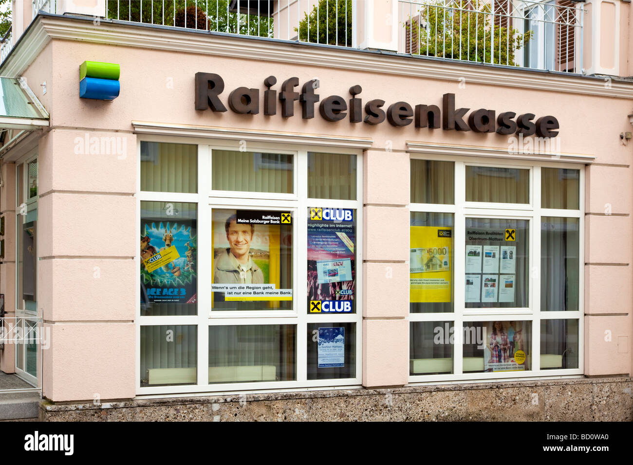 Raiffeisenbank Filiale äußere Österreich, Europa Stockfoto