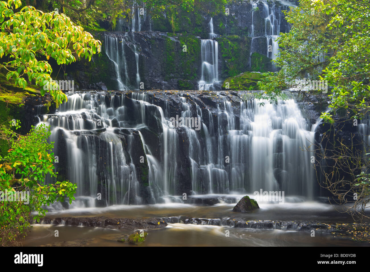 Purakaunui Falls Catlins Südinsel Neuseeland Stockfoto