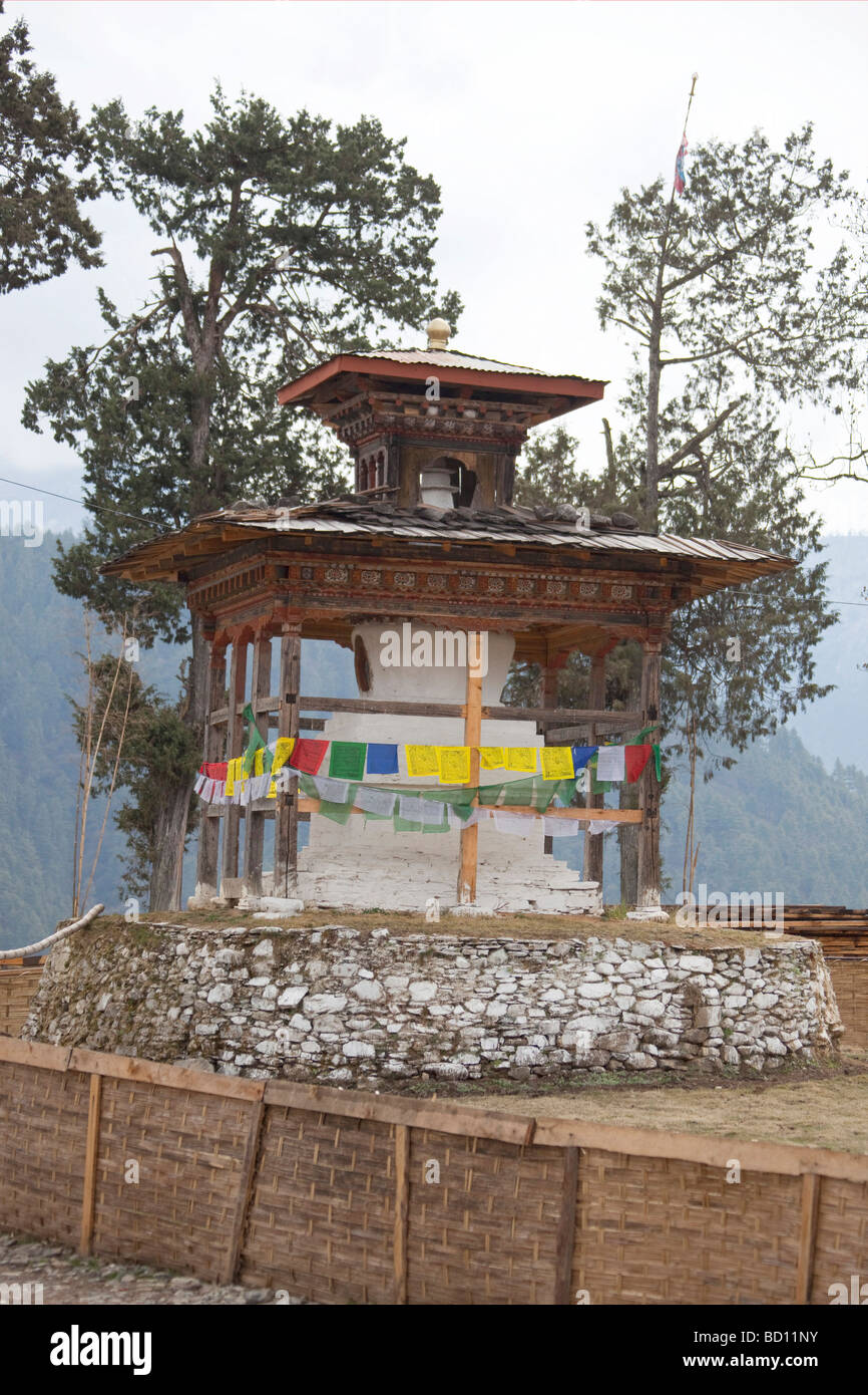 Architektonische Details Gangteng Gonpa Kloster nr Dorf von Gantey, Phobjika Tal, Wangdue Phodrang District, central Bhutan. Stockfoto